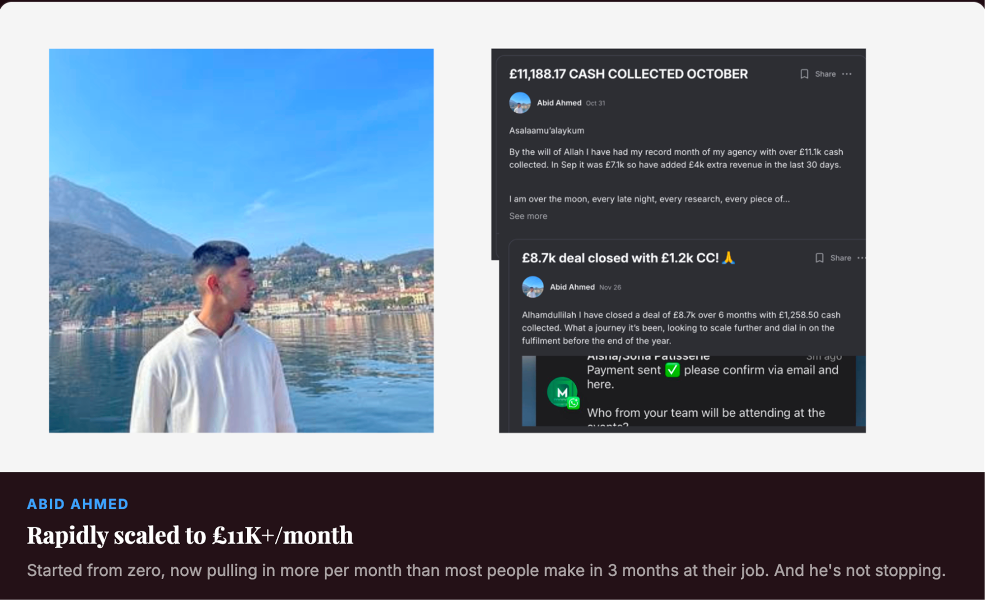 Abid Ahmed — rapidly scaled to £11K+/month