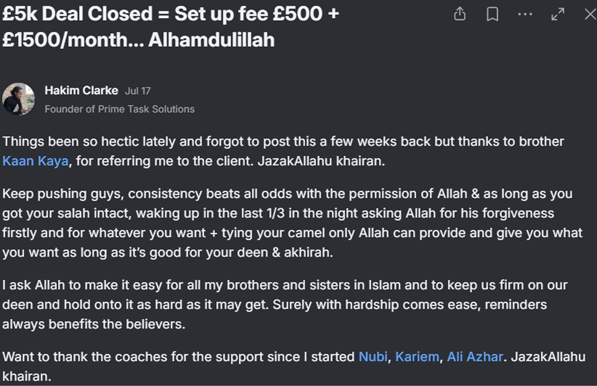 £5k deal closed