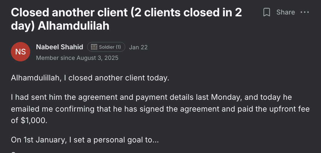 2 clients closed in 2 days